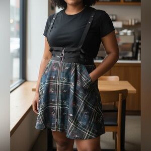 Monster High Plaid A-Line Skirt with Suspenders